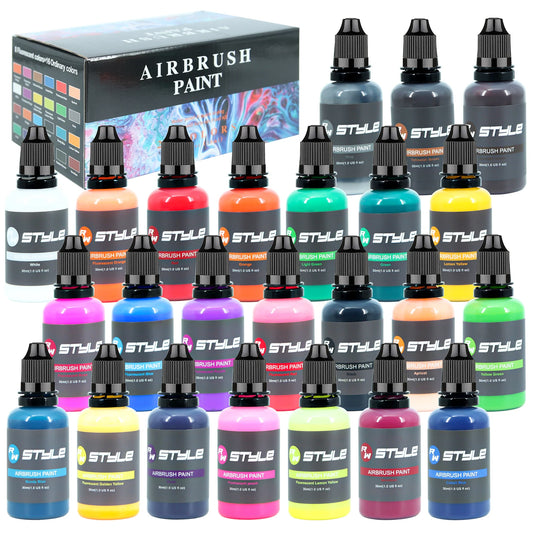 24-Color Airbrush Acrylic Paint Set – Brilliant Opaque Water-Based Paints for Artists 🎨✨