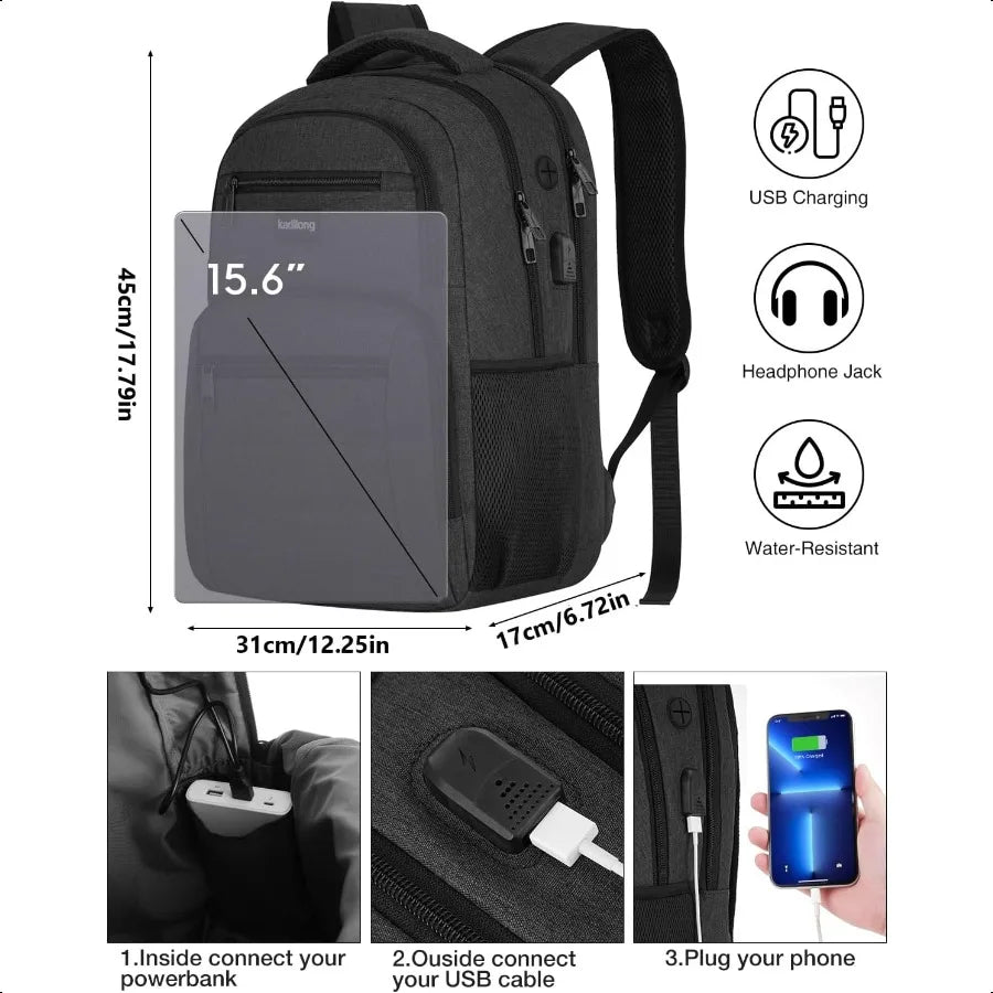 USB-Charging Anti-Theft Laptop Backpack — 15.6" Travel, School & Work Bag for Men & Women