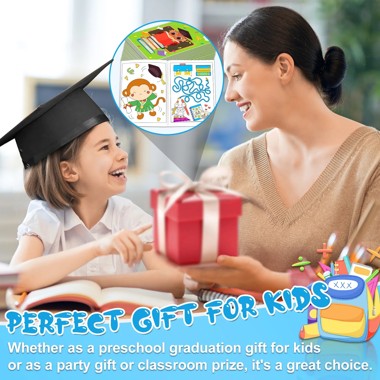 42-Pack Mini Graduation Coloring Books – Classroom Party Favors for Kindergarten & Preschool Kids 🎉