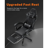 Ergonomic Gaming Chair with Footrest – Adjustable Height, Reclining Computer Chair with Lumbar & Headrest Support for Office or Gaming