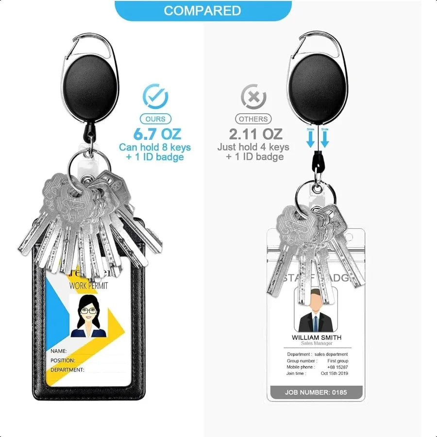 🎟️ 5-Pack Retractable Badge Reel Holders – Carabiner Clip & Key Ring ID Card Holder for Work, School & Events