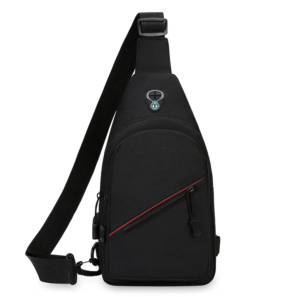 Men’s Casual Outdoor Chest Bag – Multi-Functional Sports Shoulder Messenger with Water Bottle Pouch & Crossbody Design