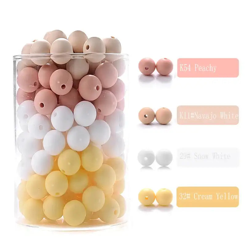 100-Piece 12 mm Silicone Beads Set for Baby Teething & Pacifier Chain – BPA-Free Chewable DIY Accessory