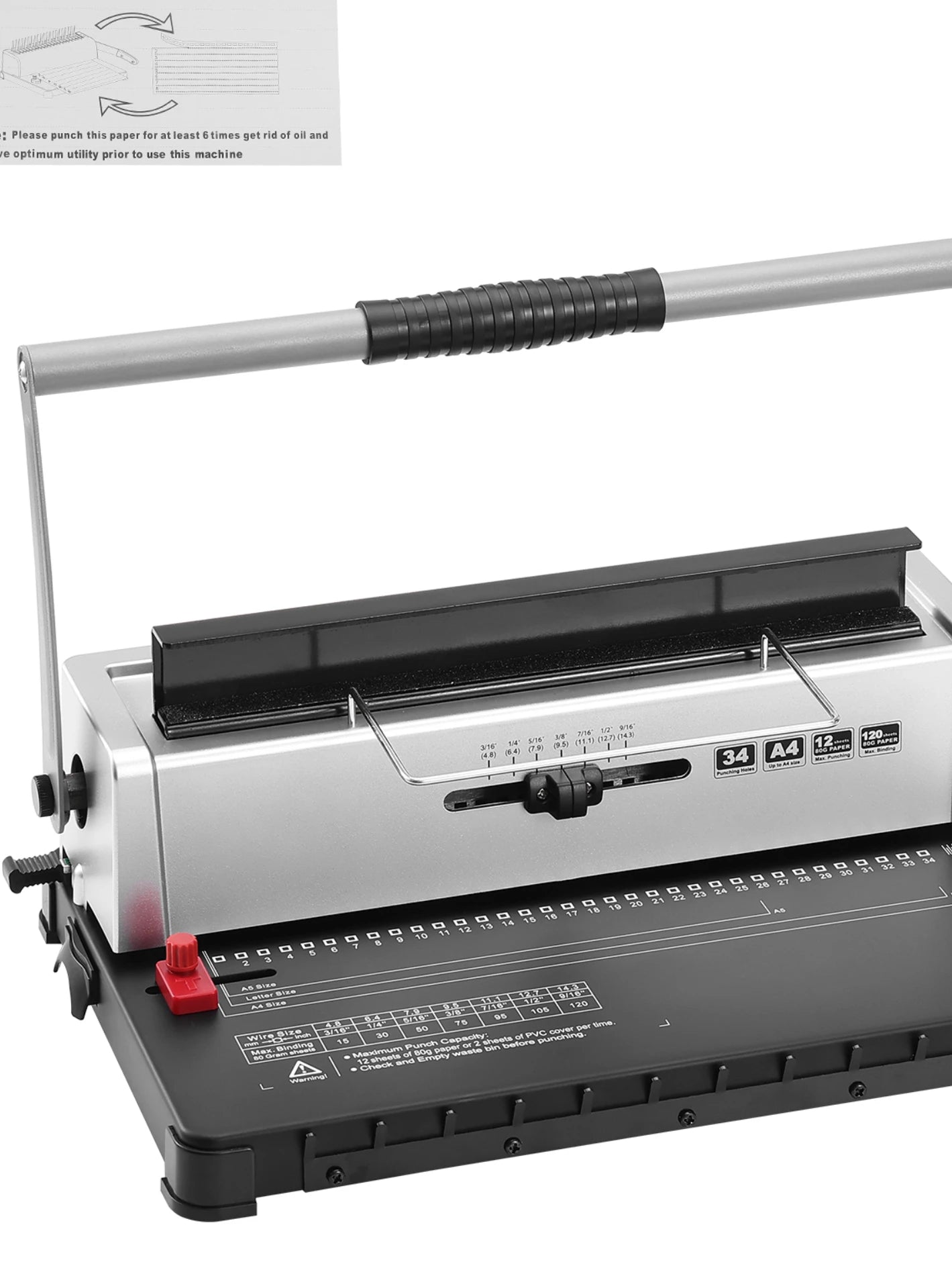 📚 SucceBuy Coil Binding Machine – 34-Hole Manual Spiral Punch Binder for 120 Sheets with Adjustable Spine