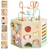 Robotime Wooden Montessori Activity Cube – 9-in-1 Educational Baby Learning Toy for Toddlers with Multiple Games