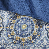 6-Piece Reversible Quilt Set with Throw Pillows – Blue King/Cal King | Elegant Soft Bedding Ensemble for Modern Bedrooms