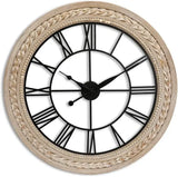 30-Inch Farmhouse Wall Clock – Large Wooden Silent Wall Clock with Boho Beads | Rustic Battery-Operated Easy-Read Design