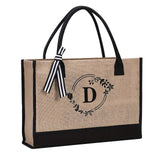 Large Capacity Jute & Canvas Shoulder Bag – Commuter Tote for Work & Outdoor