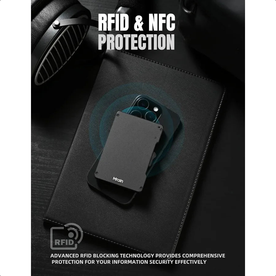 Slim Metal RFID Wallet for Men – Aluminum Pop-Up Credit Card Holder with Money Clip & Minimalist Design