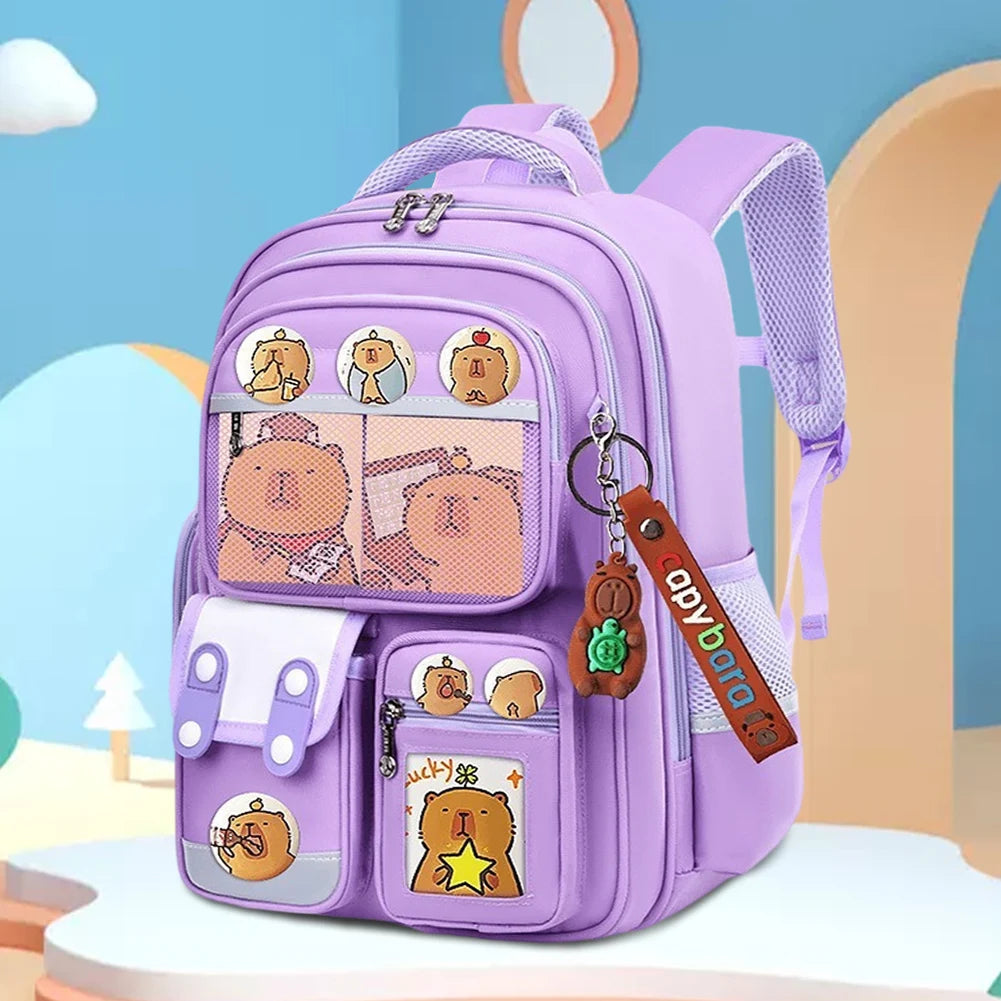 Capybara Kawaii Backpack – Adjustable Strap Multi-Pocket Oxford Cloth Rucksack