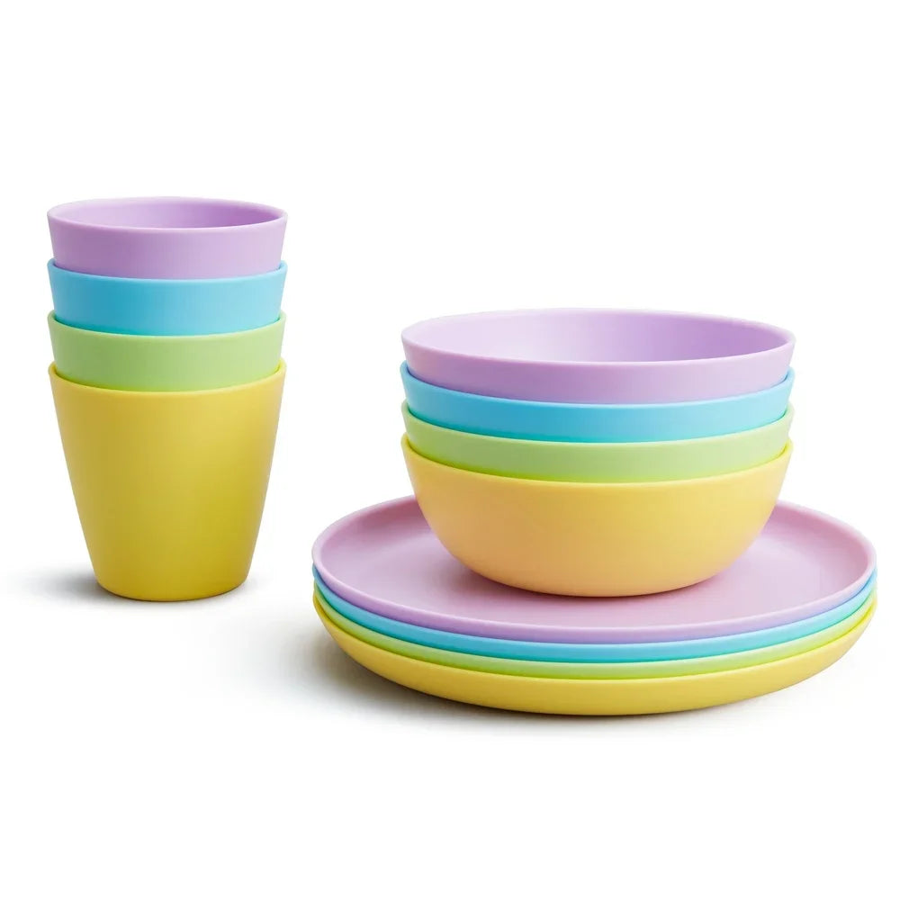 12-Piece Toddler Multi Dining Set – BPA-Free Stackable Plates, Bowls & Cups for Kids’ Meals & Snacks