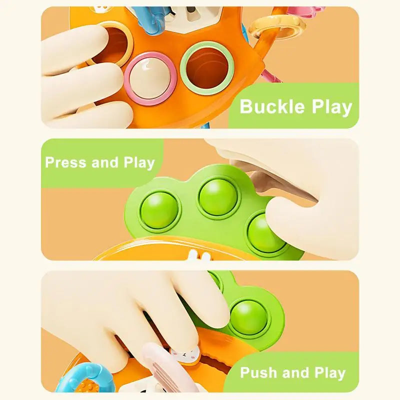 Carrot-Shaped Pull String Baby Toy – Fine Motor Skills Development Teether, Colorful Educational Sensory Toy for Toddlers