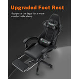Ergonomic Gaming Chair with Footrest – Racing Style Computer Chair with Lumbar Support, Adjustable Height, Reclining Back & Headrest