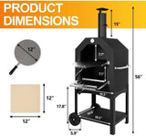 “Outdoor Wood-Fired Pizza Oven – Portable Patio Pizza Maker with Cooking Grill, Wheels & Waterproof Cover for Backyard & Camping”