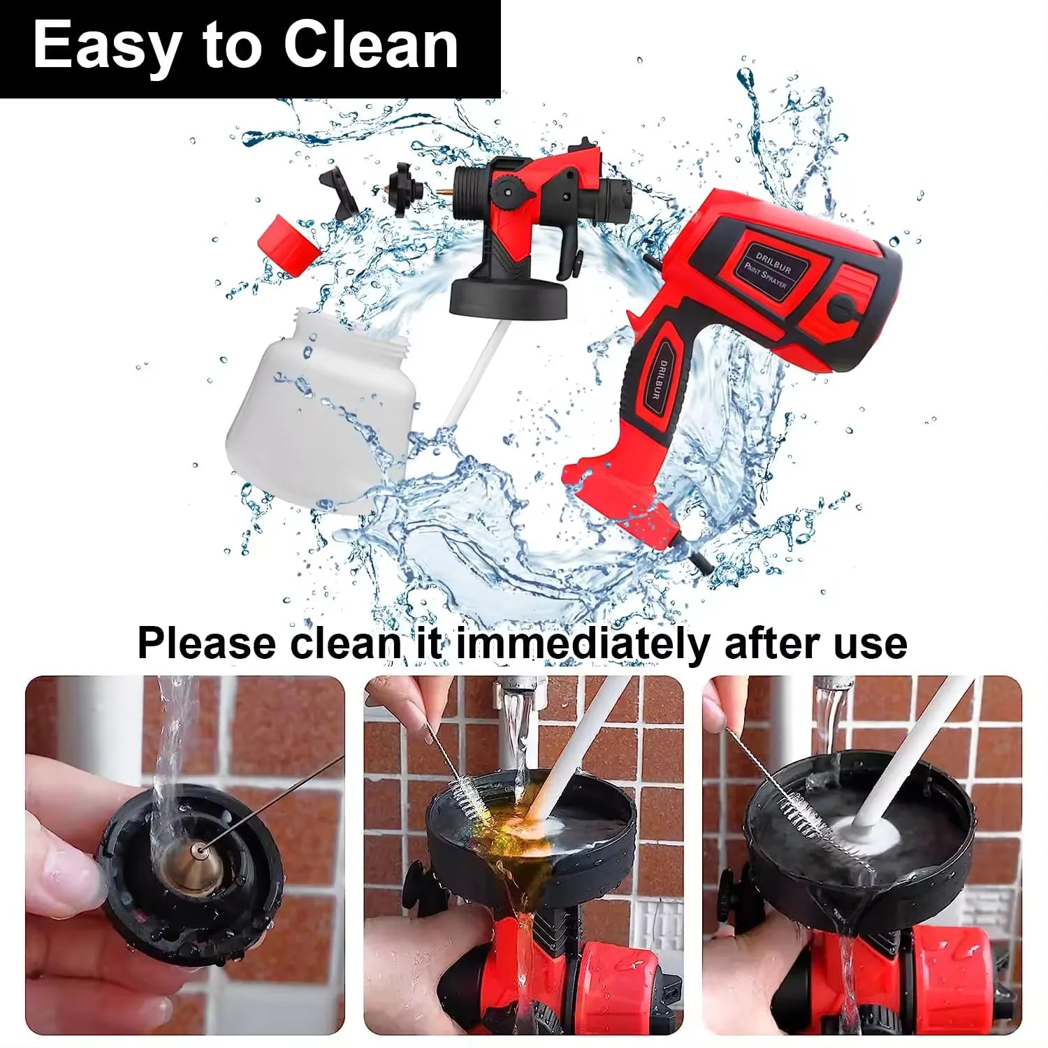 “800W Cordless Electric Spray Gun – High Power 900ml Paint Sprayer for Furniture, Cabinets, Walls, Doors & Fence”