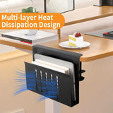 Clamp-On Under-Desk Hanging Organizer with Pen Holder – No-Drill Side Storage Box