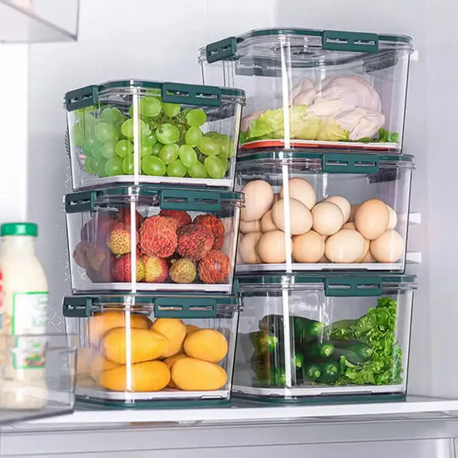 Smart Timer-Control Refrigerator Storage Container Set – 3-Piece Airtight Food Organizer