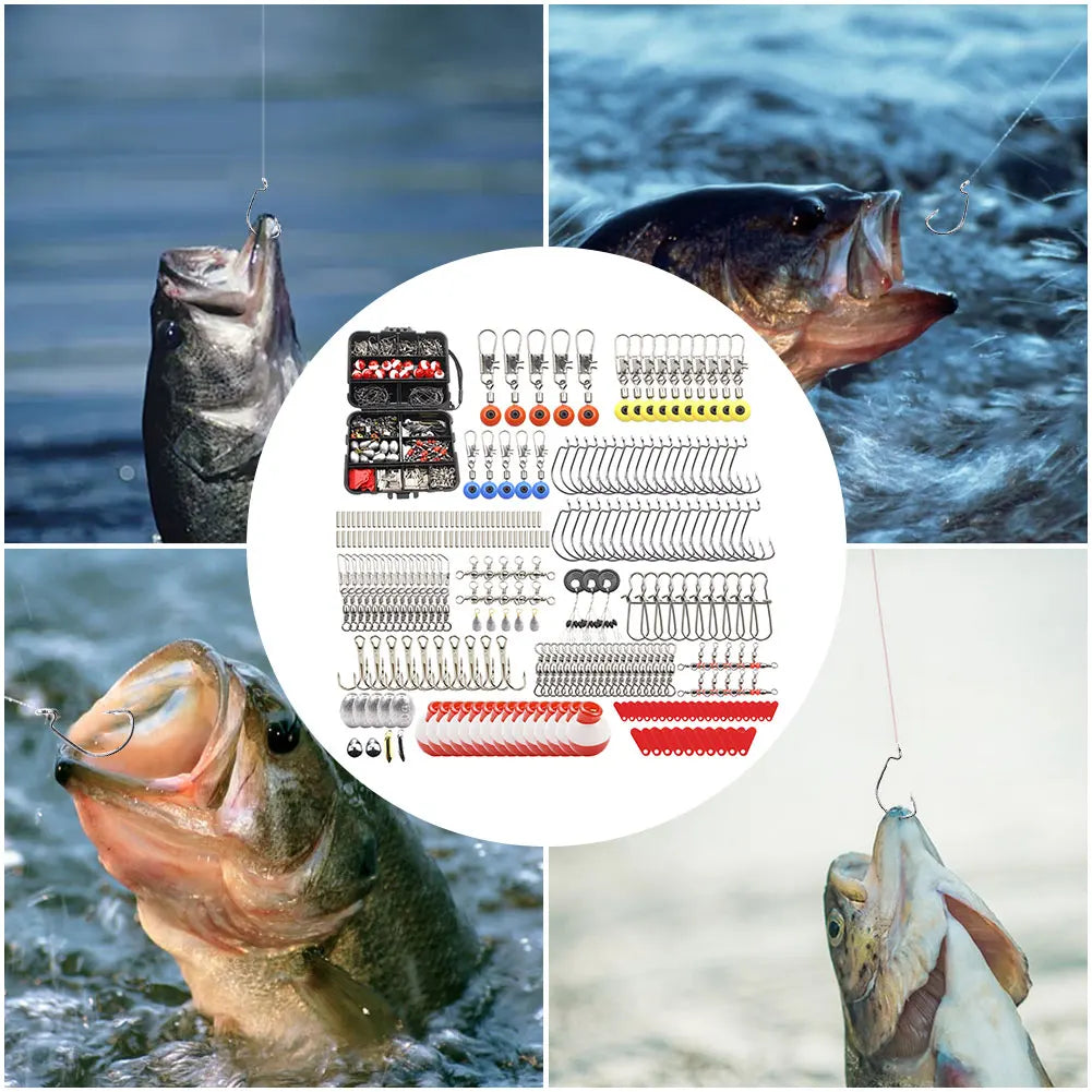 “267PCS Fishing Accessories Kit – Complete Set with Hooks, Baits, Sinkers & Storage Box for Outdoor Fishing”