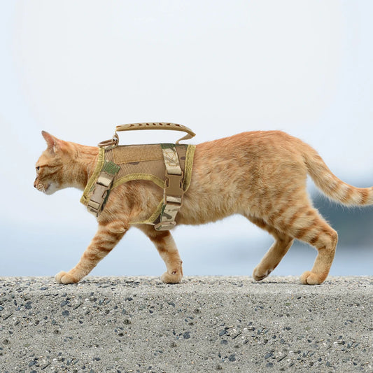Tactical Cat Harness – Adjustable Military-Style Vest with Control Handle for Walking & Training Cats, Kittens & Small Dogs