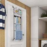 5-Tier Over-Door Metal Towel Rack with Hooks & Basket – Heavy-Duty Space-Saving Storage Organizer