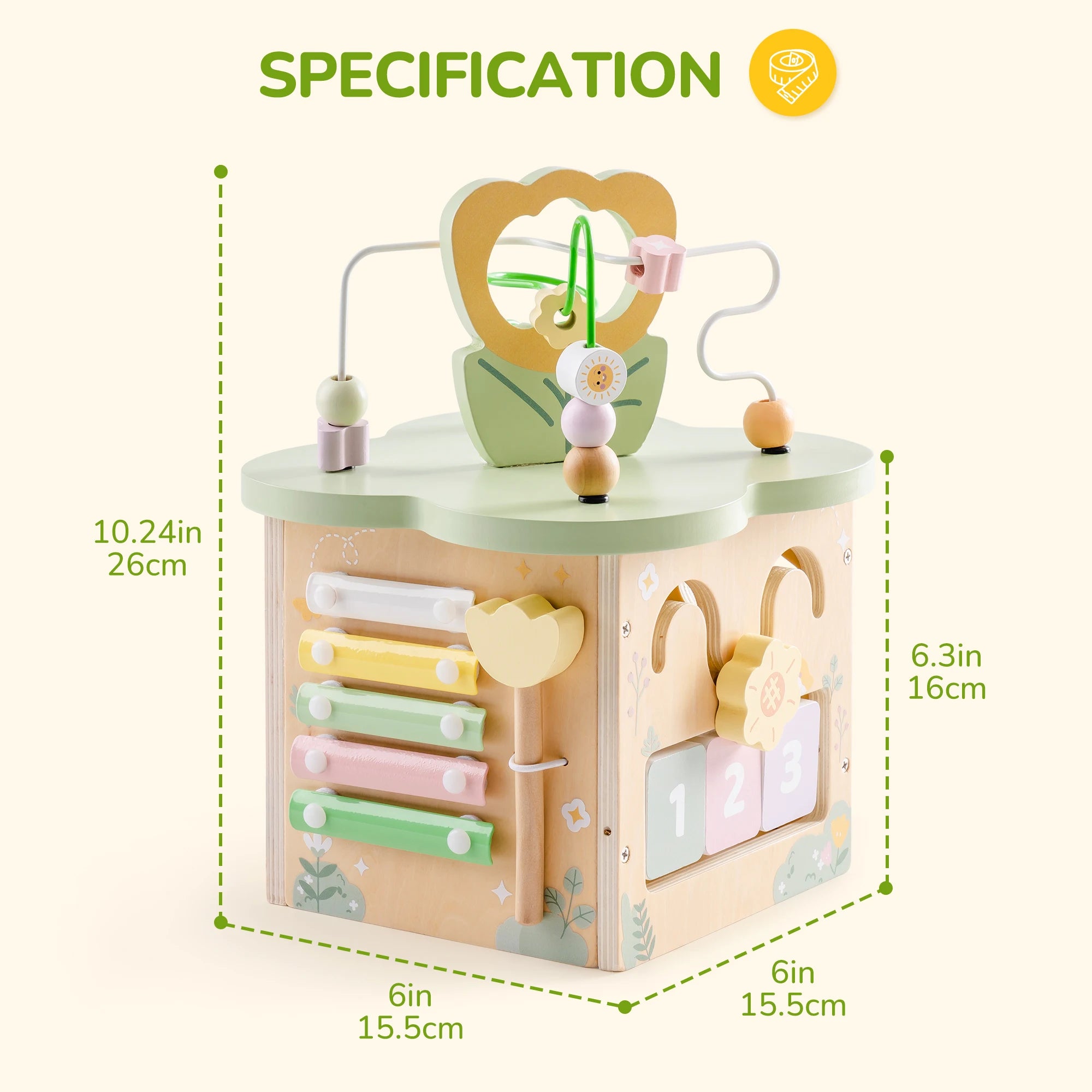 Robotime Wooden Montessori Activity Cube – 9-in-1 Educational Baby Learning Toy for Toddlers with Multiple Games
