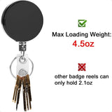 🔑 4-Pack Heavy Duty Retractable Badge Reels – Metal ID Card Holders with Clip & Key Ring for Work, School & Events