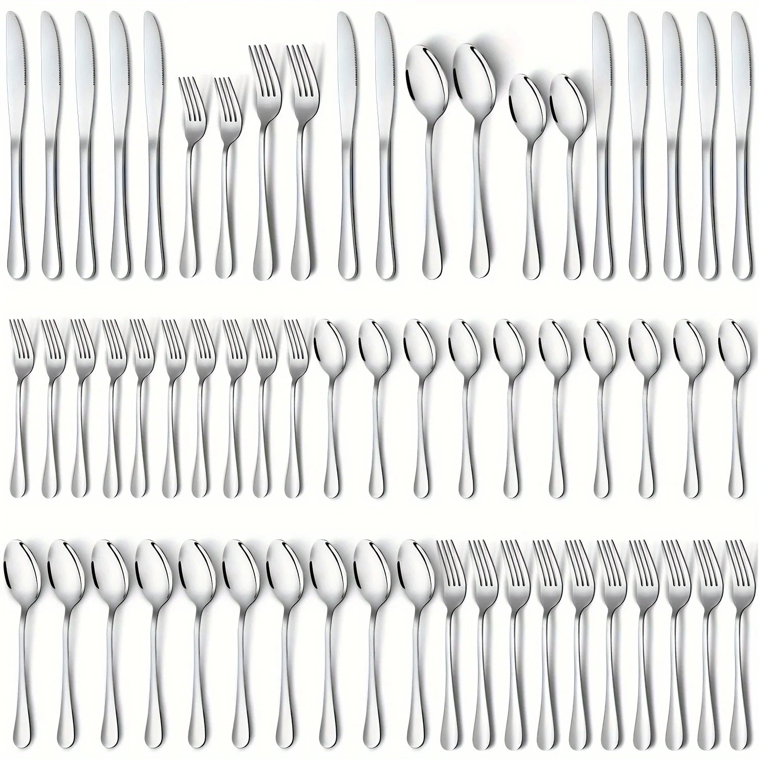 60-Piece Stainless Steel Flatware Set – Black Mirror-Polished Cutlery for Service of 12