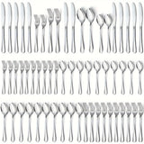60-Piece Stainless Steel Flatware Set – Black Mirror-Polished Cutlery for Service of 12