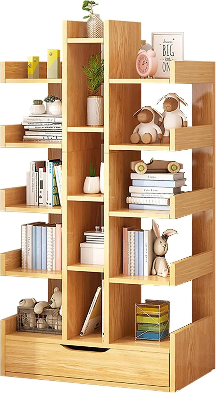 Multi-Layer Tall Floor Bookshelf – Narrow Storage Rack with 6+ Compartments & Floor-Standing Cabinets for Living Room