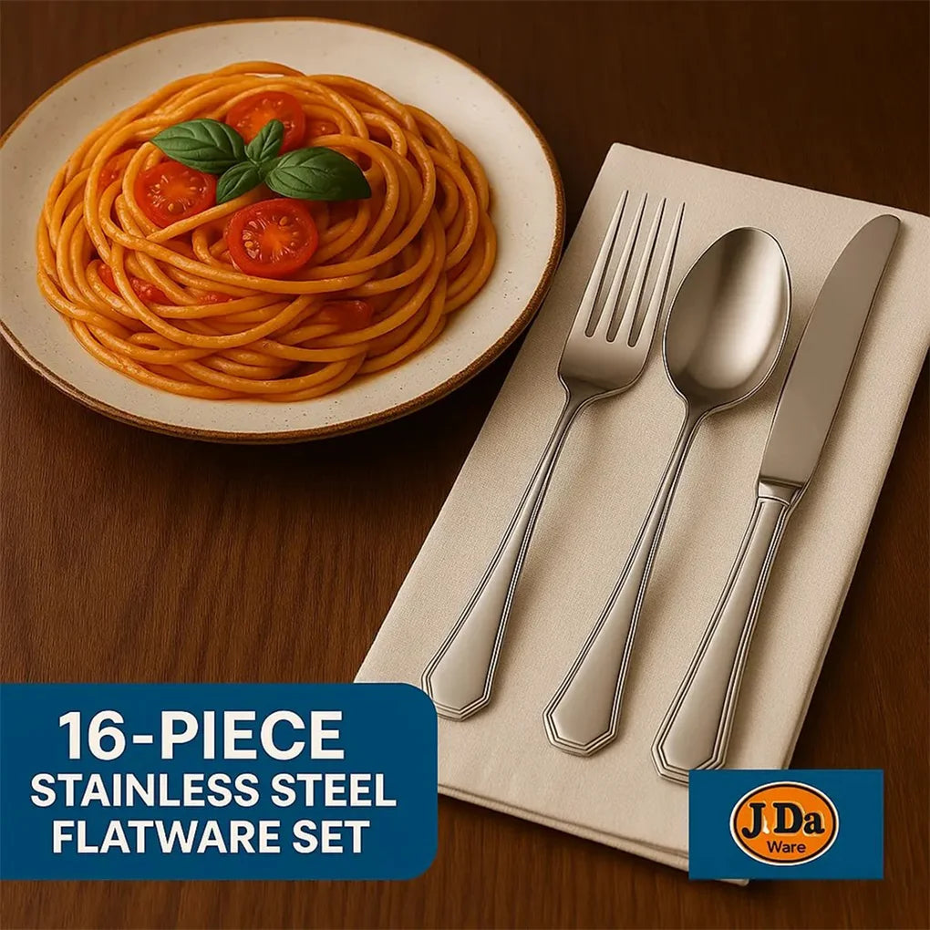 16-Piece Luxury Premium Stainless Steel Flatware Set – Service for 4 (Knives, Forks, Spoons, Teaspoons)