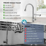 High Arc 304 Stainless Steel Kitchen Faucet – Brushed Nickel Finish with Pull-Down Sprayer & Built-In Filter Function 🚰✨