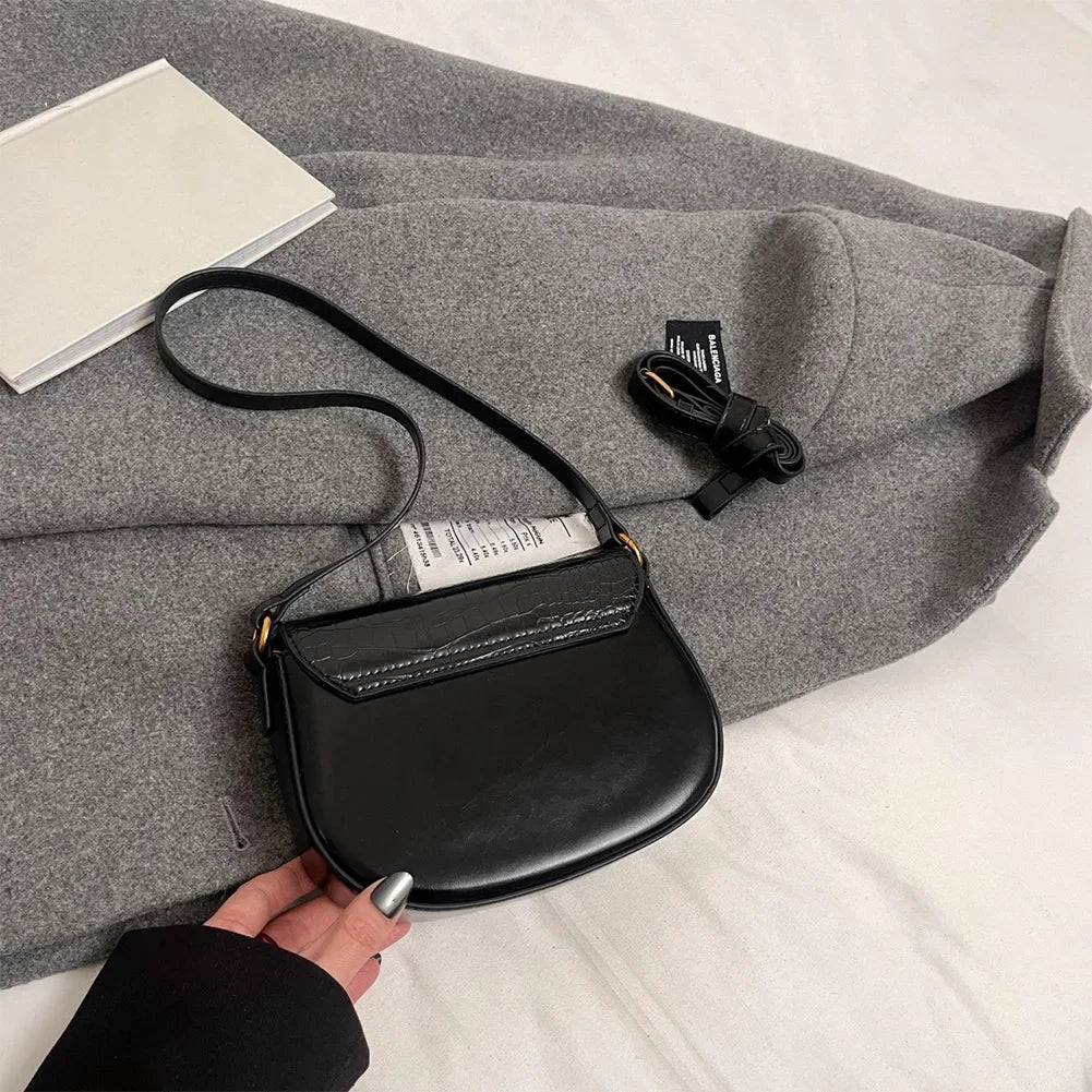 Small PU Leather Shoulder Bag for Women – Adjustable Strap Crossbody Purse with Buckle Closure 👜✨