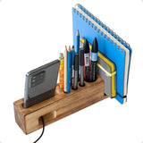 Rustic Solid Wood Desk Pen Holder – Stylish Retro Wooden Organizer for Pens & Accessories
