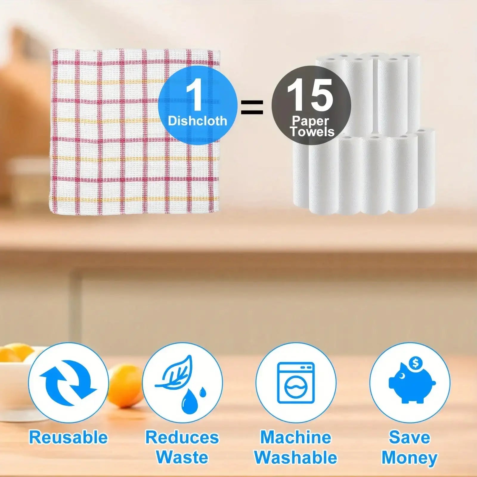 12-Pack Soft Absorbent Kitchen Dish Cloths – Durable Reusable Towels 35 cm/13″