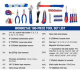 WORKPRO 100PCS Household Tool Set – Complete Home & Mechanic Kit with Pliers, Screwdrivers, Wrenches, Hammer & Utility Knife