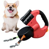 Double-Headed Retractable Dog Leash with LED Light – 360° Swivel Tangle-Free Lead for Small & Medium Dogs