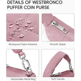 Westbronco ER Mini Coin Pouch – Quilted Nylon Wristlet Purse, Tiny Puffer Keychain Bag for Women