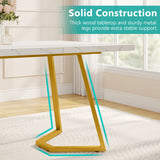 Tribesigns 55" Gold Dining Table – Modern White Faux Marble Top with Golden Metal Legs | Elegant Dining Room Table for 6