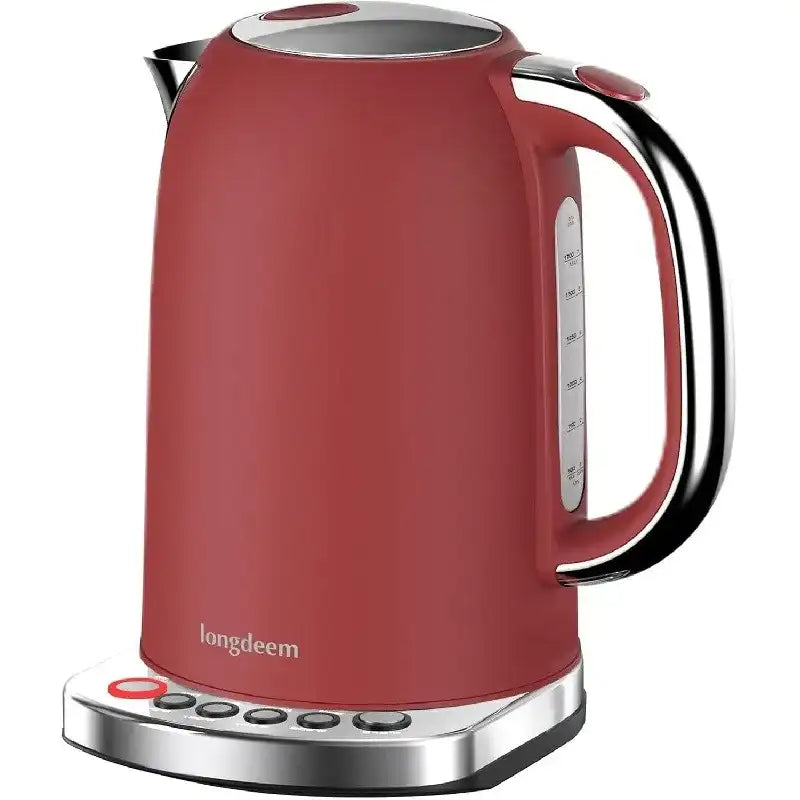 Electric Tea Kettle with Temperature Control & Keep-Warm Function – 5 Presets, Red Finish