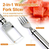 2PCS Stainless Steel Watermelon Slicer & Fruit Scoop – Dual-Head Cutter, Fork & Melon Baller 🍉✨
