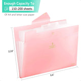 Accordion File Organizer with 5 Pockets – Portable Expanding Document Folder for School & Office (Pink)