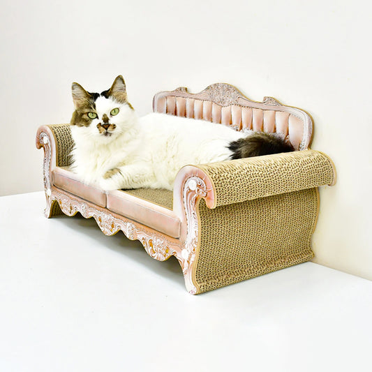 Miniature Sofa-Style Cardboard Cat Scratcher & Lounger – Vintage European Design