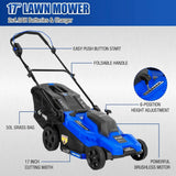 40V 17″ Brushless Cordless Lawn Mower – 2-in-1 Electric Push Lawnmower with 6-Position Height Adjustment & Dual 4.0 Ah Batteries