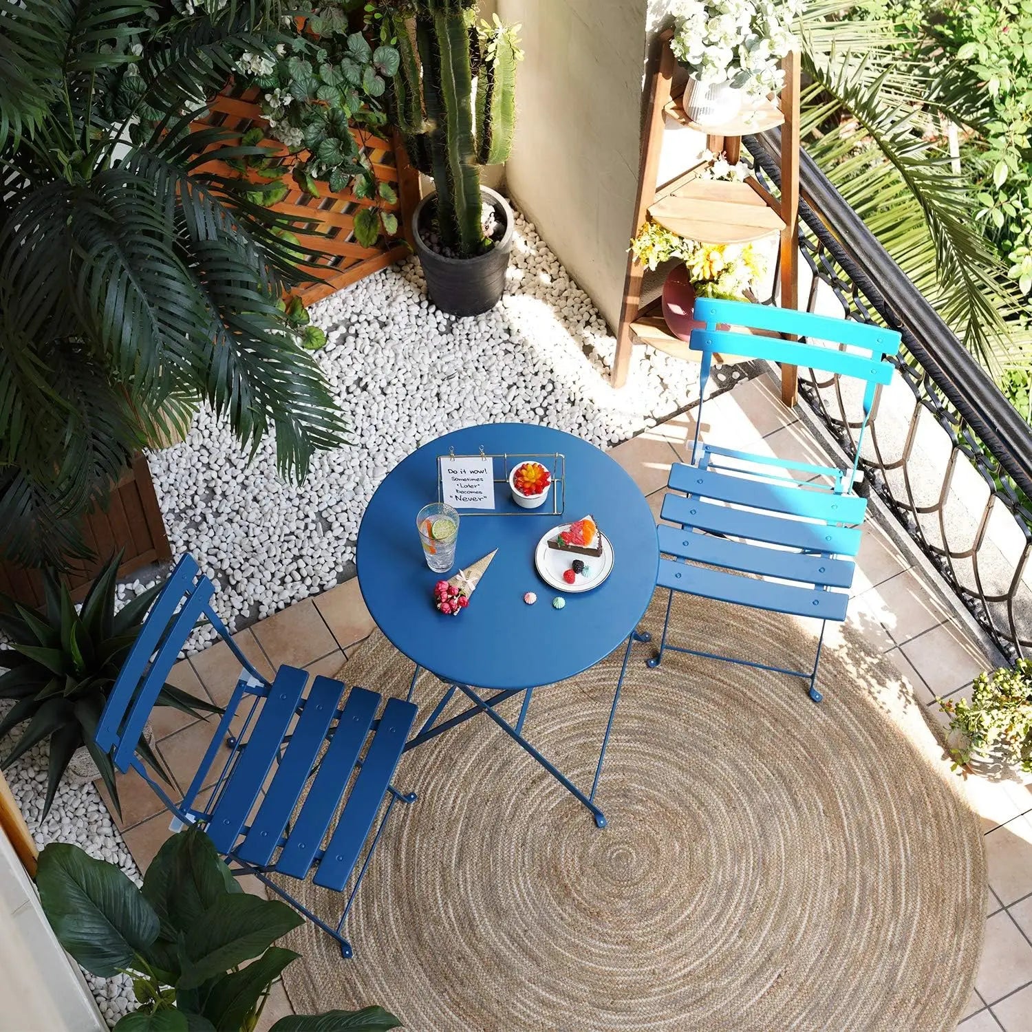 “3-Piece Folding Bistro Set – Weather-Resistant Table & 2 Chairs for Patio, Yard & Garden Conversation Spaces”