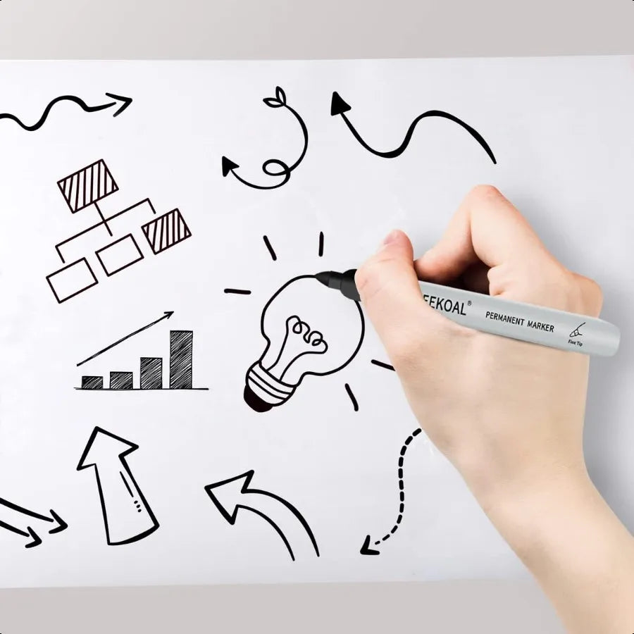 8-Pack Black Permanent Markers – Fine-Tip, Quick-Dry, Water-Resistant Ink Pens for Office & School ✍️