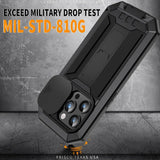 Heavy Duty Armor Rugged Metal Case – Military Shockproof Cover with Screen & Camera Protector for iPhone 16 Series