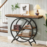 Tribesigns 39.4″ Industrial Narrow Entryway Console Table – 4-Tier Hallway Sofa Table with Thickened Tabletop