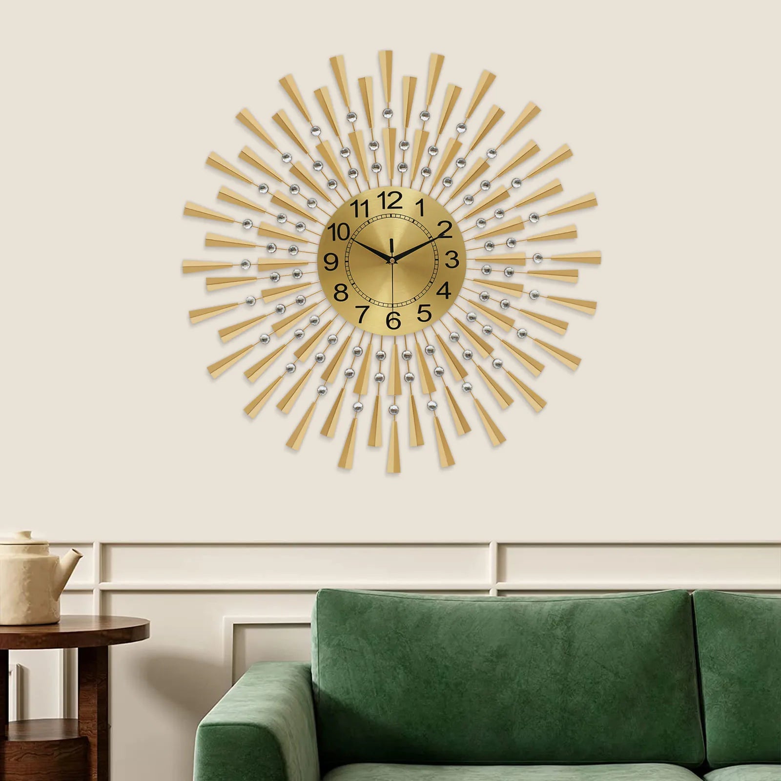Large Gold Wall Clock – Modern Silent Non-Ticking Decorative Clock for Living Room, Bedroom & Office