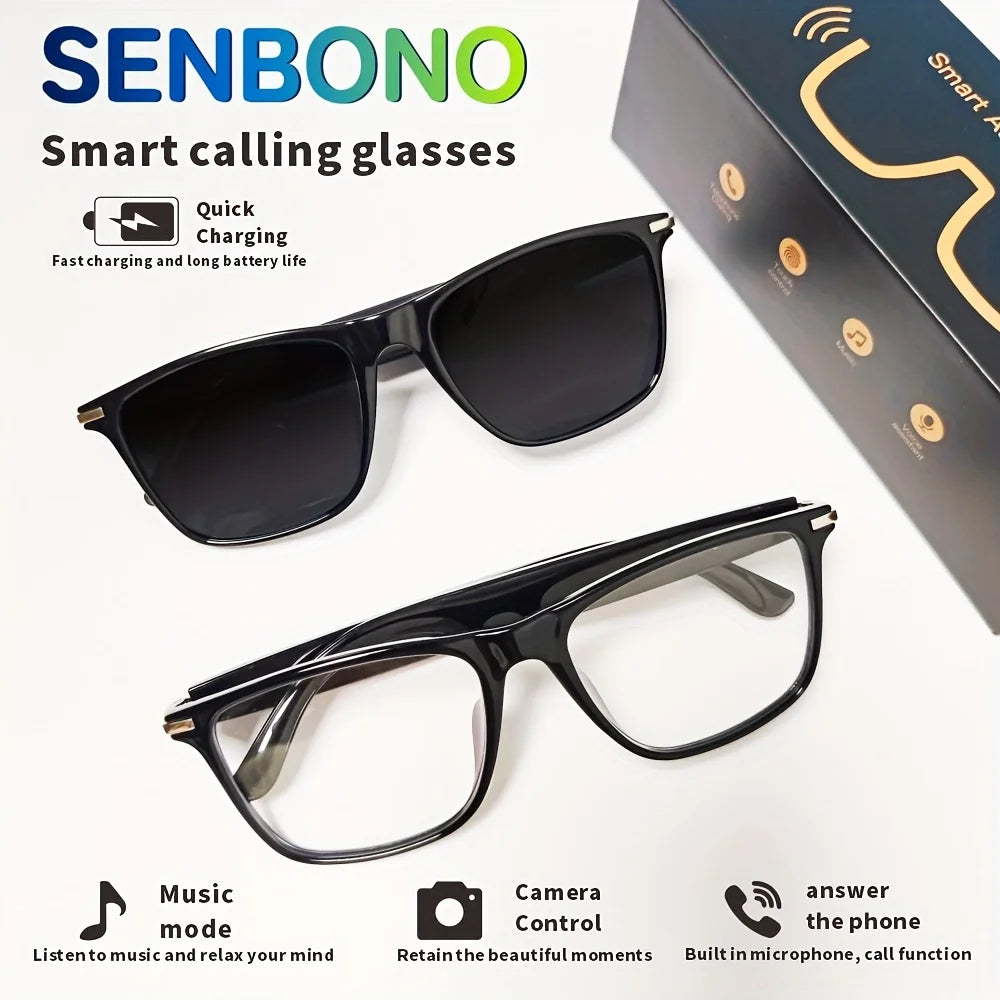 SENBONO Smart Glasses – Open-Ear Bluetooth Sunglasses with Hands-Free Calling & Anti-Blue Light Protection (Unisex)
