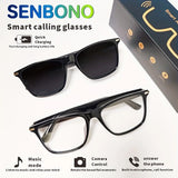 SENBONO Smart Glasses – Open-Ear Bluetooth Sunglasses with Hands-Free Calling & Anti-Blue Light Protection (Unisex)